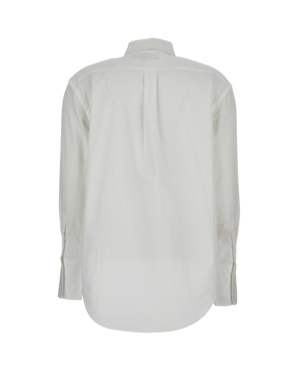 Polo Ralph Lauren White Long-Sleeved Curved Hem Shirt