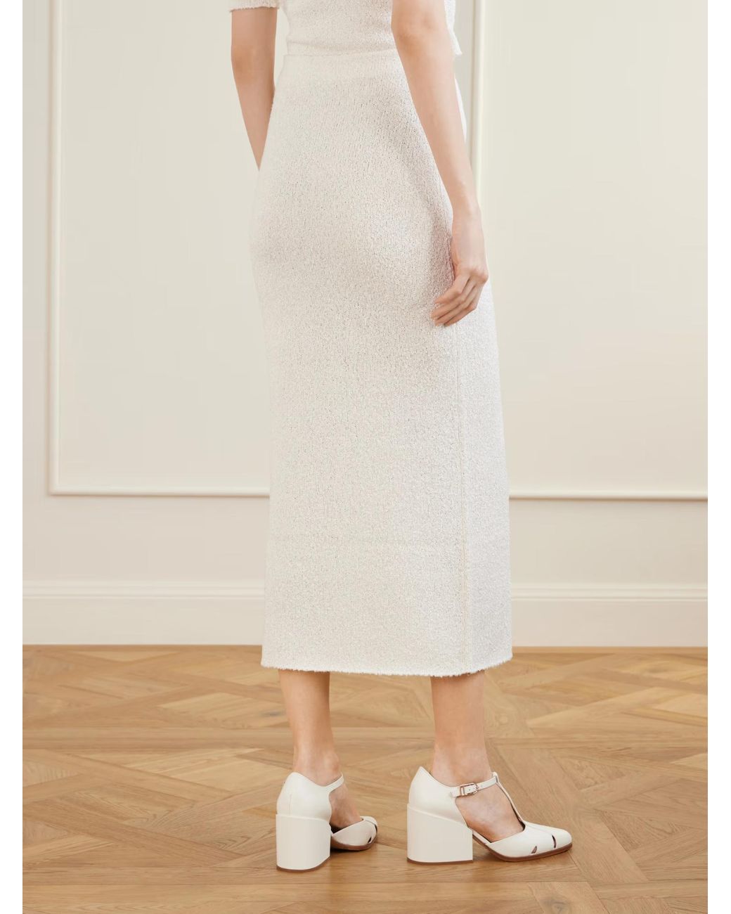 Gabriela Hearst White Terranova Silk Midi Skirt
