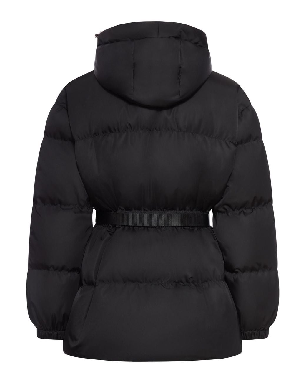 Prada Black Belted Hooded Down Jacket