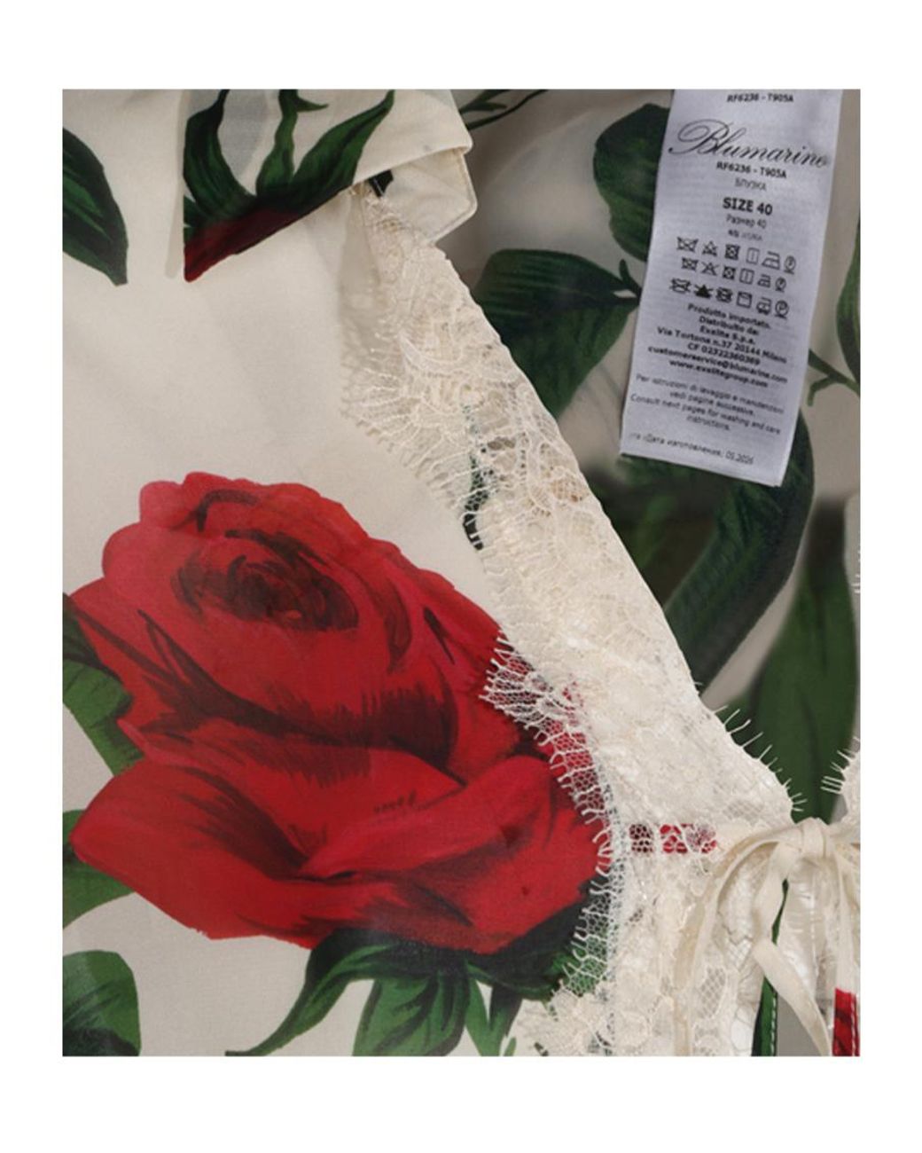 Blumarine White Floral Lace Trim Tops