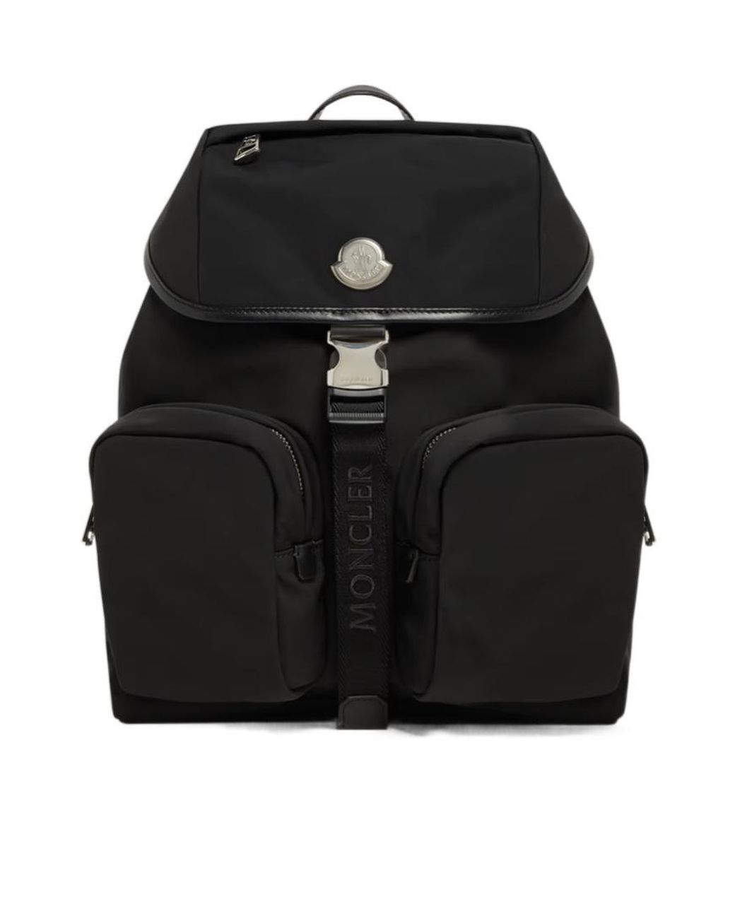 Moncler Black Logo Patch Pocket Detailed Backpack
