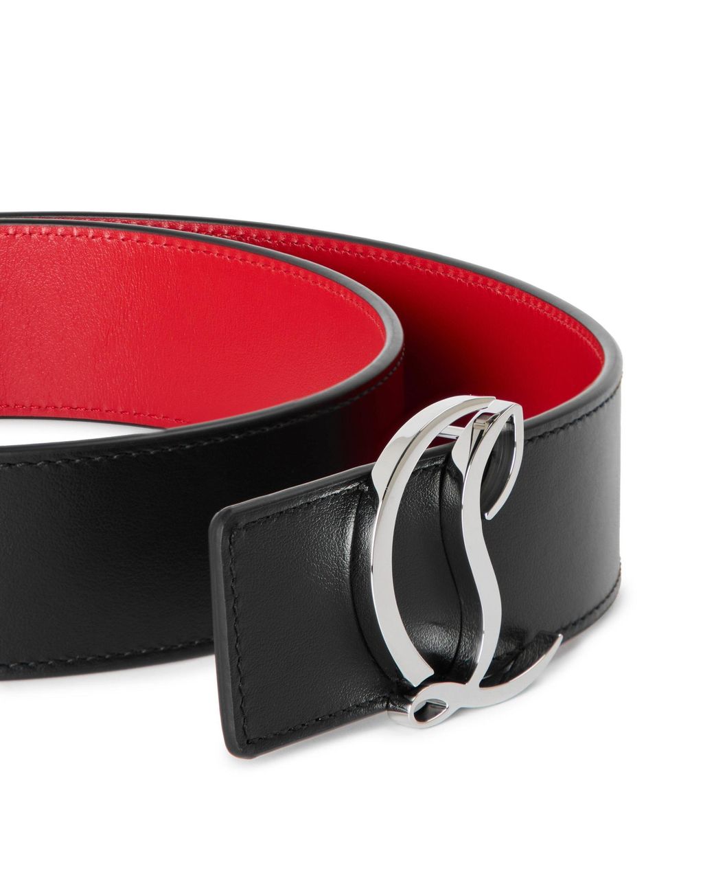 Christian Louboutin Red Solid Color Belt for men