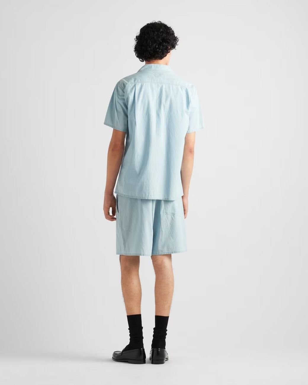 Prada Blue Short-Sleeved Button-Up Shirt for men