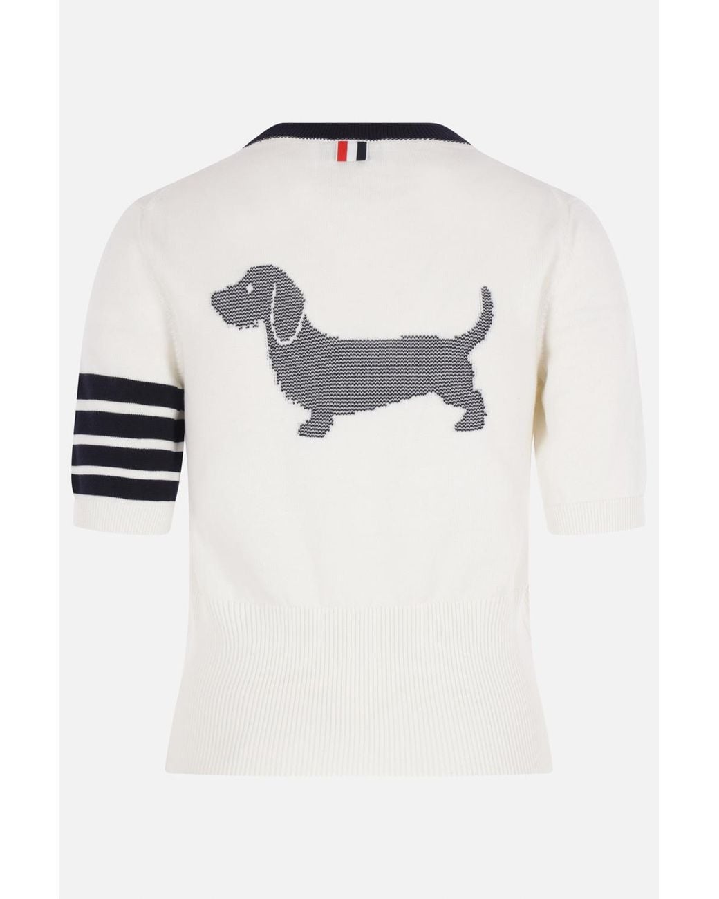Thom Browne White Jersey Hector Intarsia 4-Bar T-Shirt