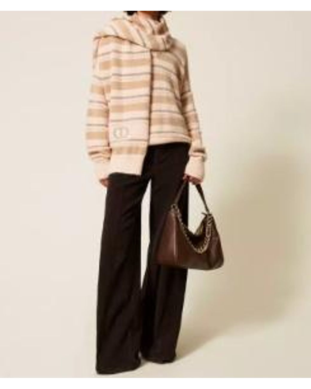Twinset Natural Striped V-Neck Sweater