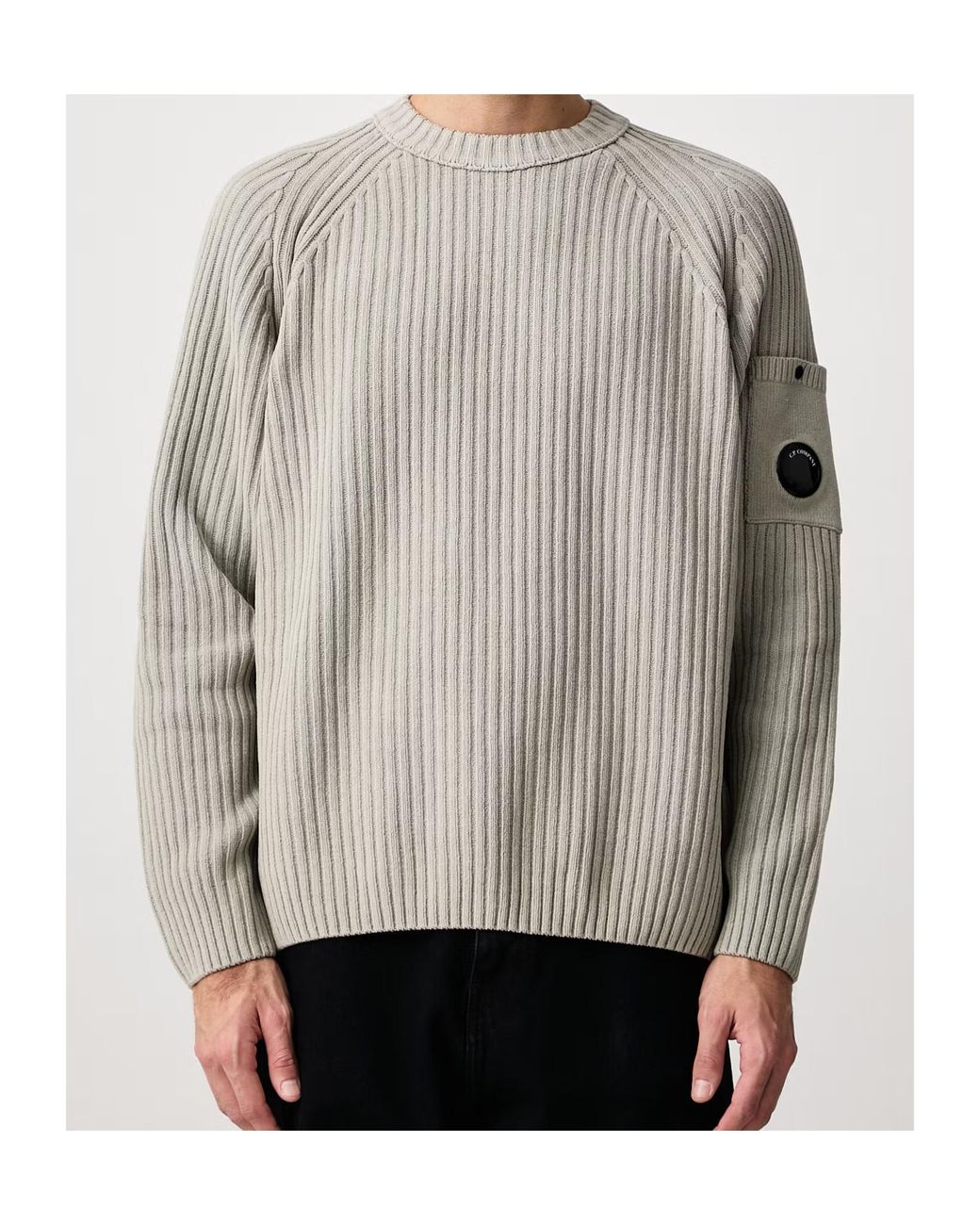C P Company Gray Crew-Neck Long-Sleeve Knit Top for men