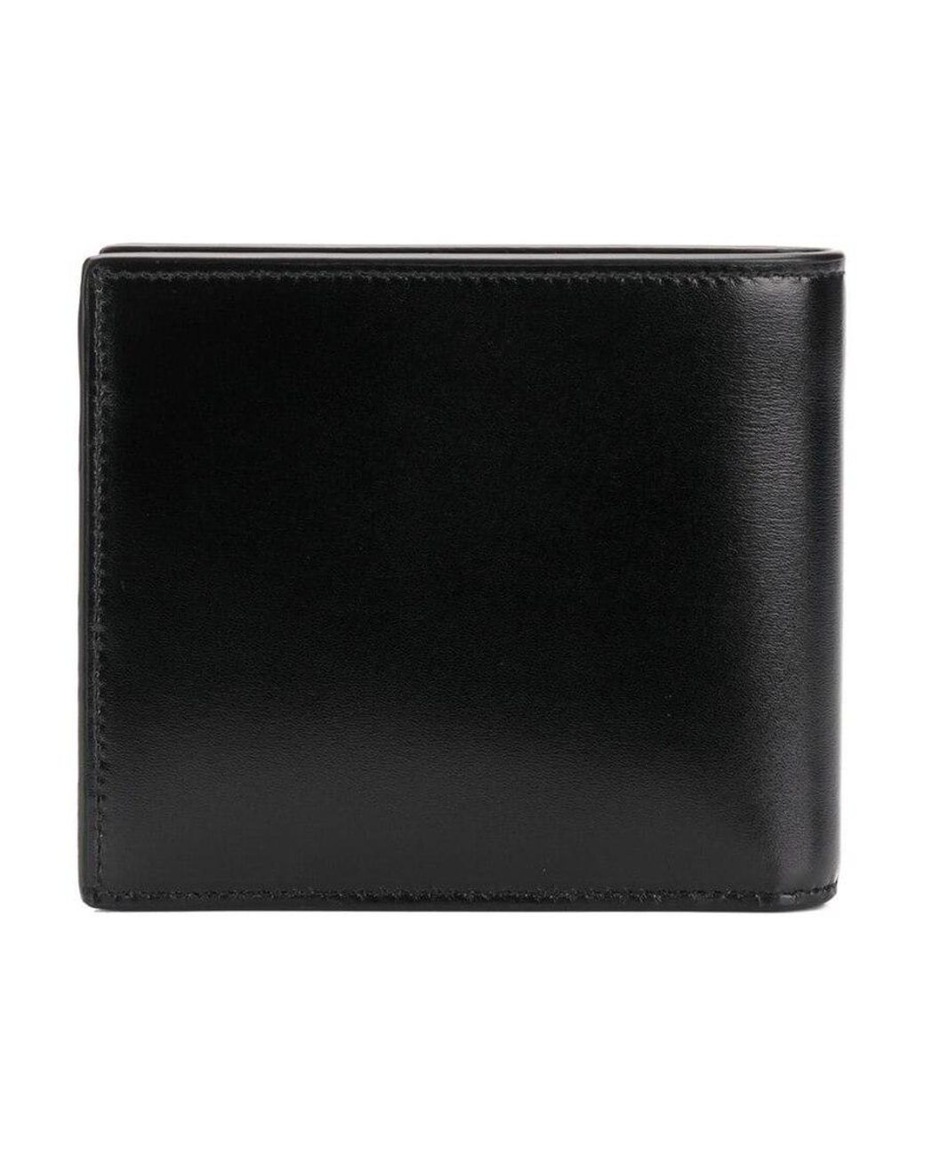 Saint Laurent Black Monogram Logo Plaque Bi-Fold Wallet for men