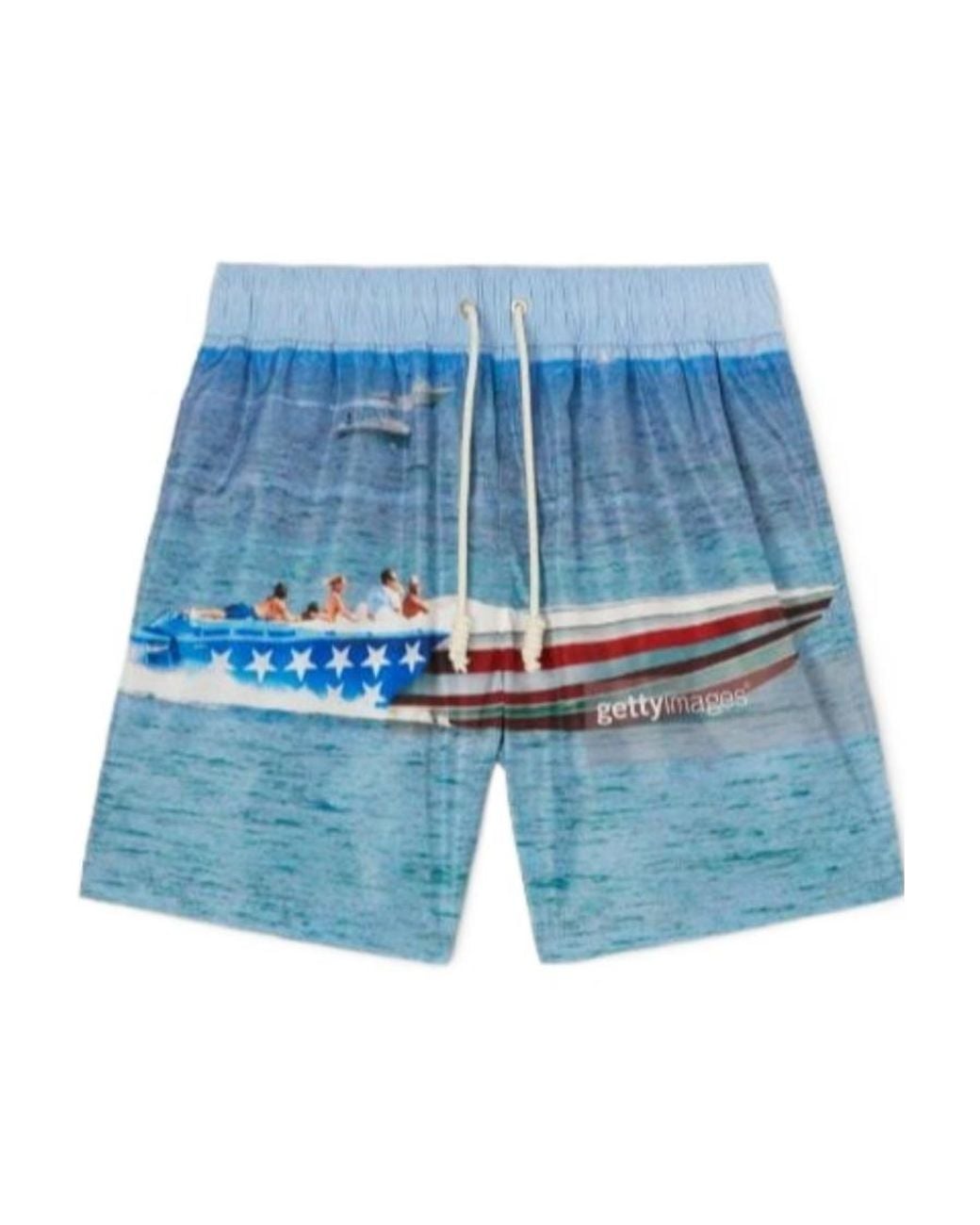 Palm Angels Blue Getty Speedyboat Drawstring Swim Shorts for men
