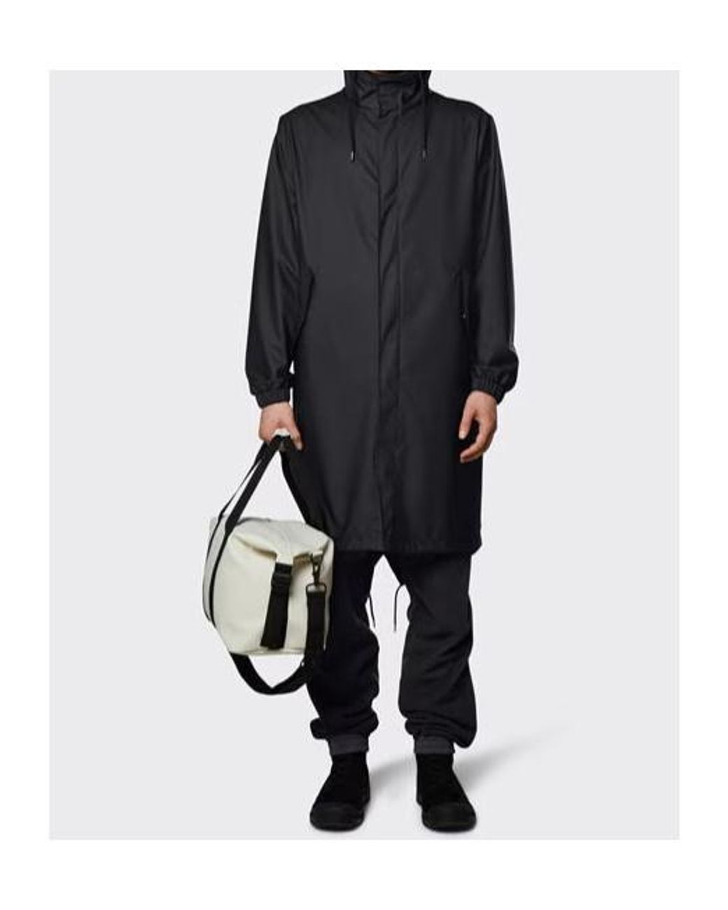 Rains Blue Long-Sleeved Hooded Coat for men