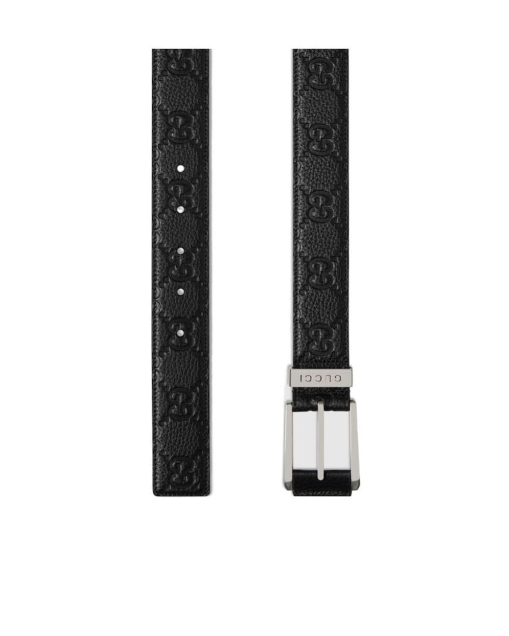 Gucci White Embossed Gg Buckle Belt for men