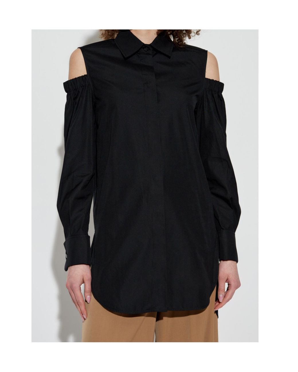Max Mara Black Ragni Cut-Out Button-Up Shirt
