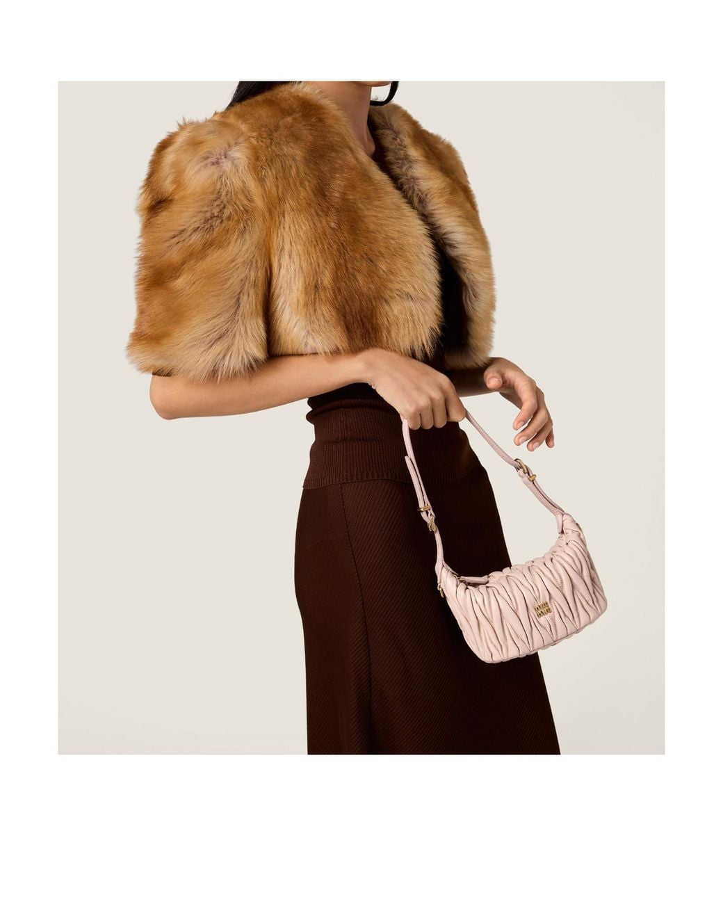 Miu Miu Pink Matelassé Zipped Pouch