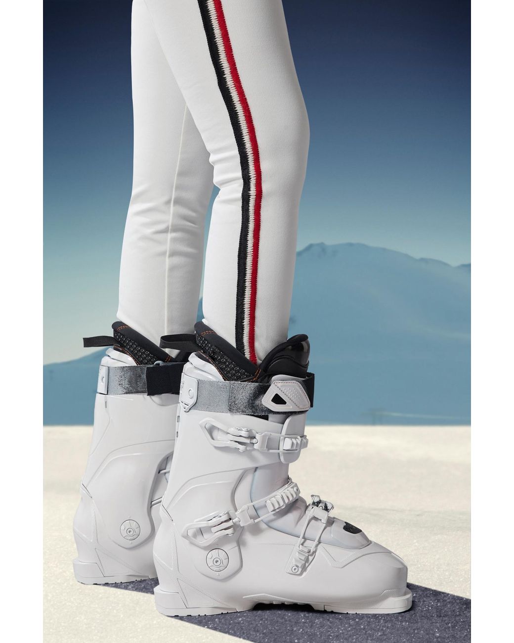 Moncler Natural Grenoble Side Embroidered High-Waisted Pants