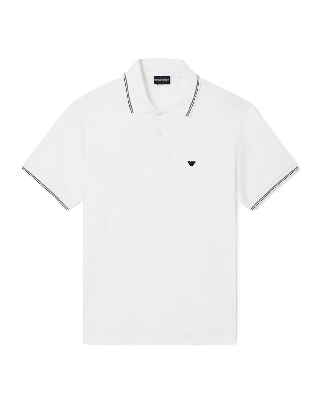 Emporio Armani White Shortsleeve Lapel Shirt for men