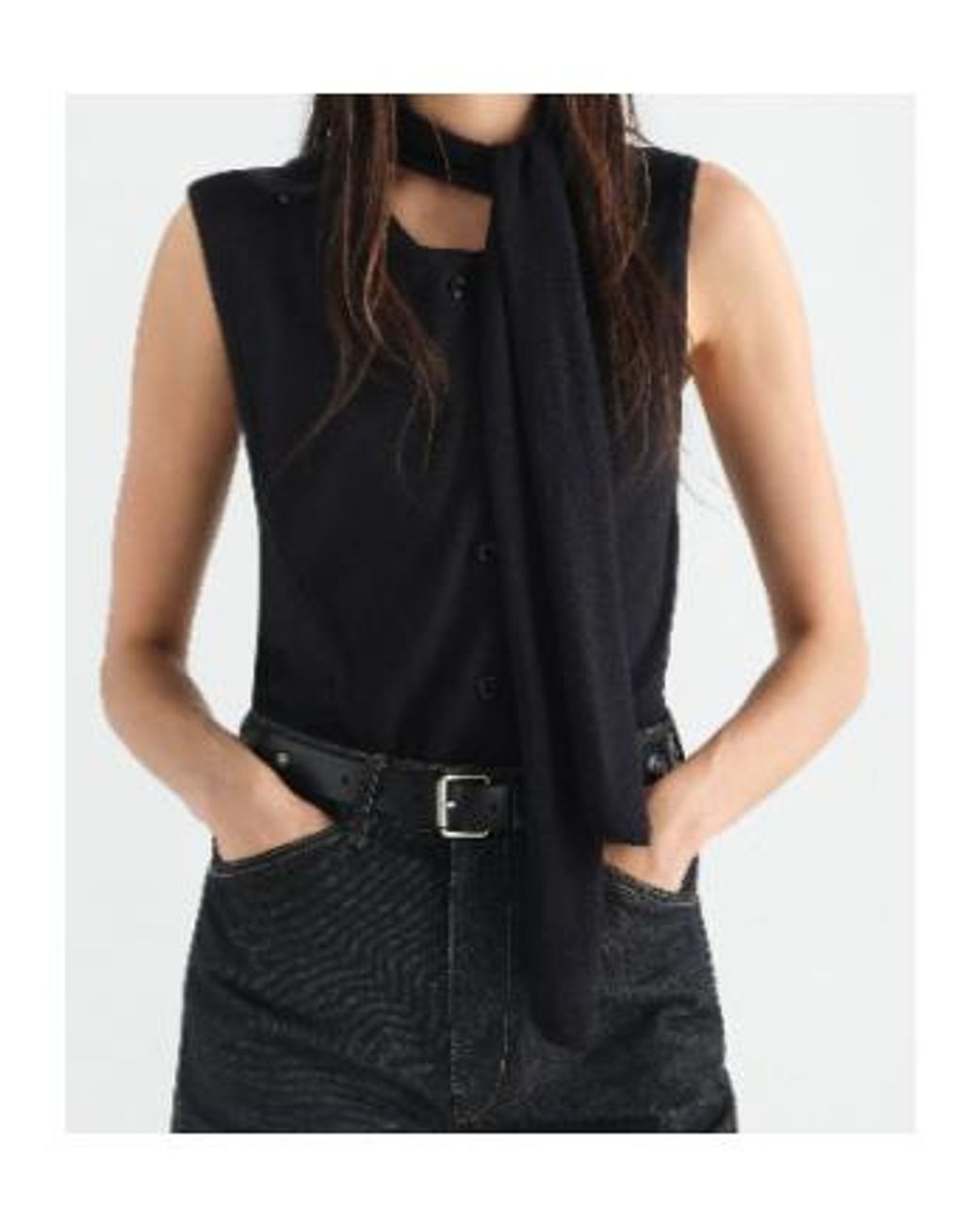 Lemaire Blue Scarf Detailed Sleeveless Cardigan