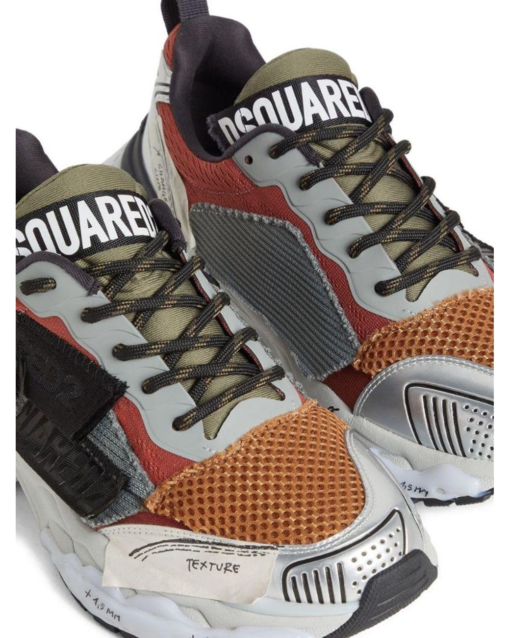 DSquared² Gray Logo-Patch Lace-Up Sneakers for men