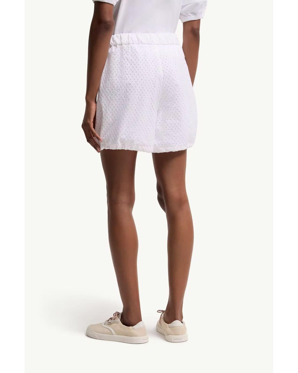 Moncler White Logo-Patch Elasticated Waistband Shorts