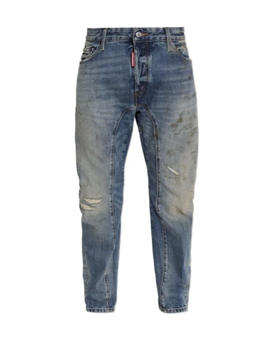 DSquared² Blue Distressed Biker Jeans for men