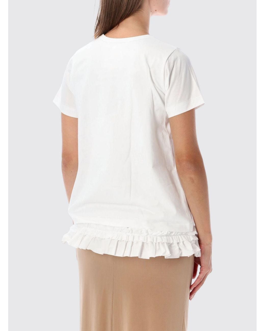 Comme des Garçons White Comme Des Garçons Girl Ruffled-Hem T-Shirt
