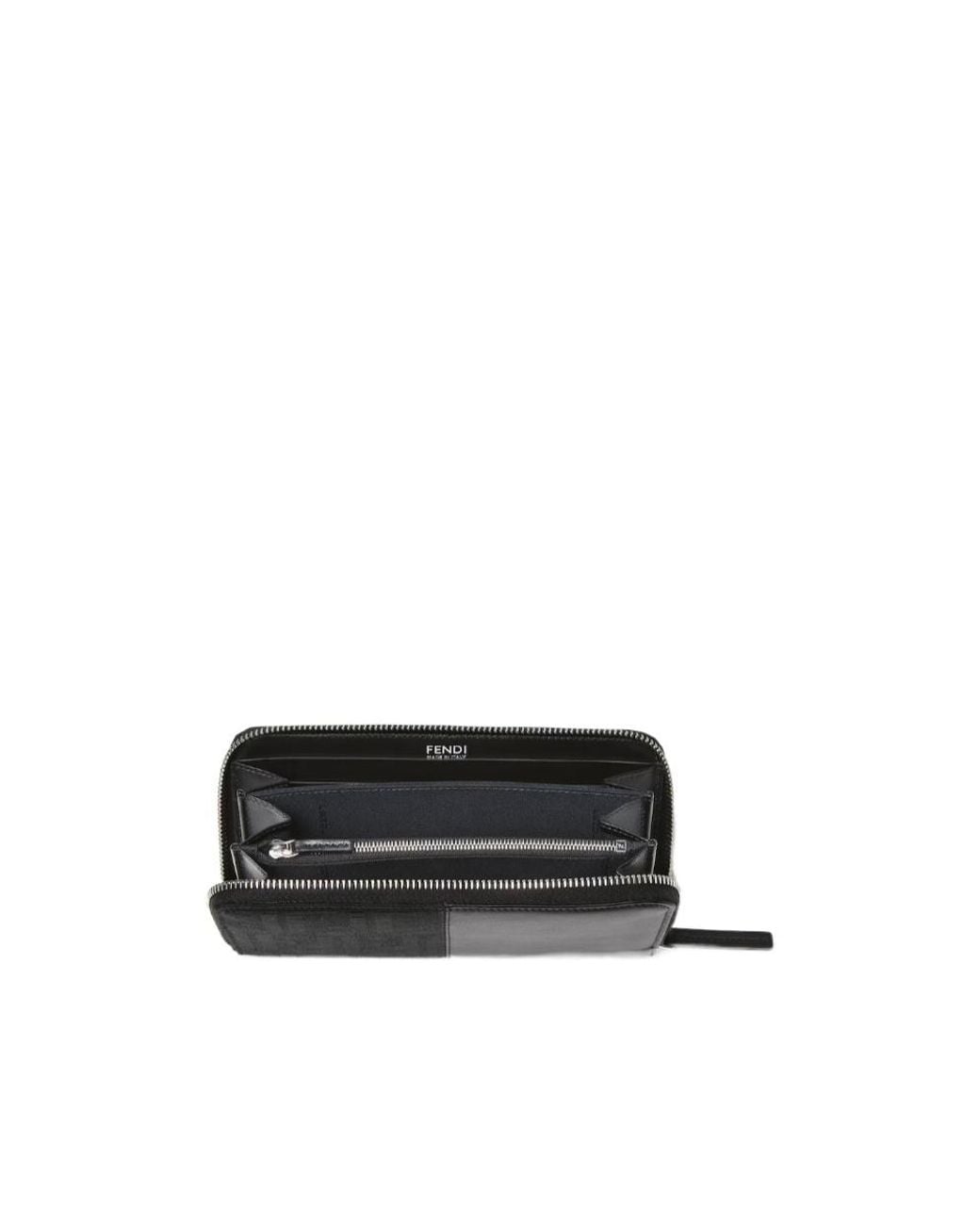 Fendi Black Ff Jacquard Zipped Wallet for men