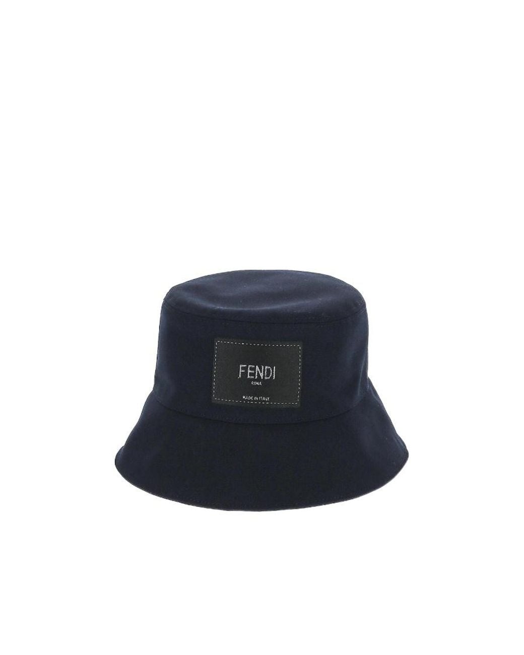 Fendi Blue Roma Logo Patch Bucket Hat for men