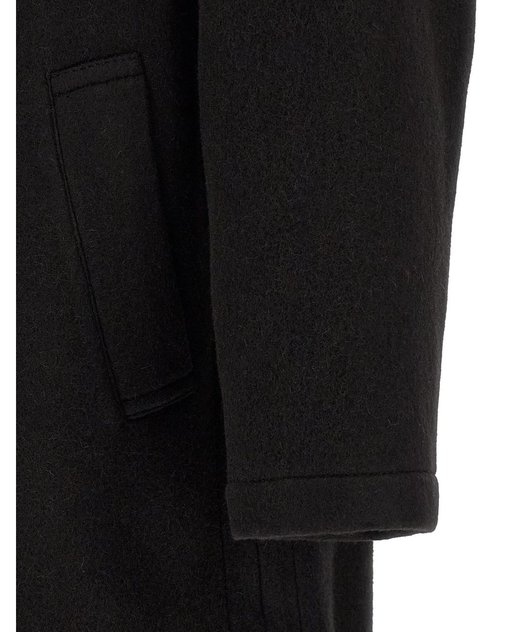 Lemaire Black Double Breasted Soft Coat for men