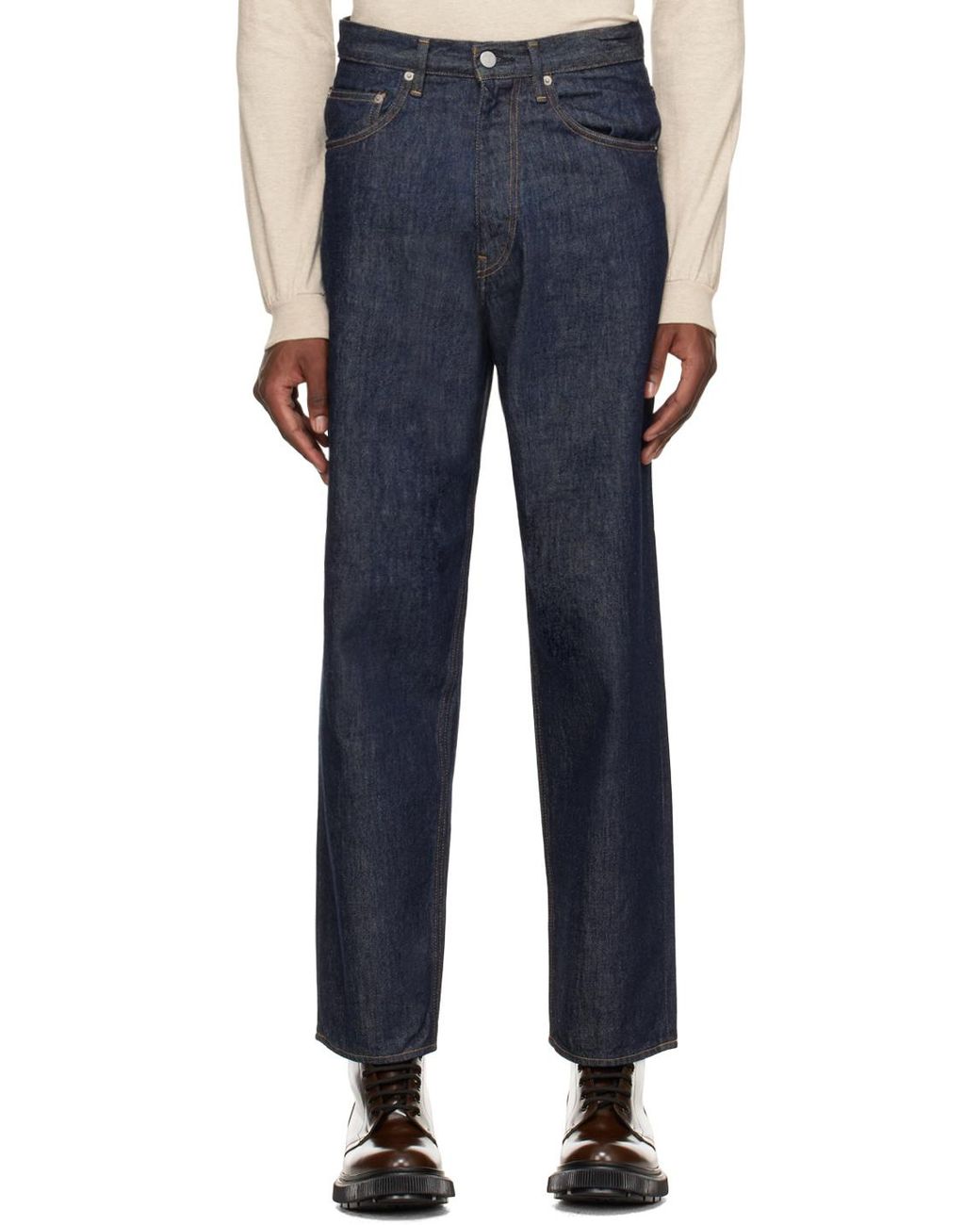 Auralee Blue Straight-Leg Cut Jeans for men