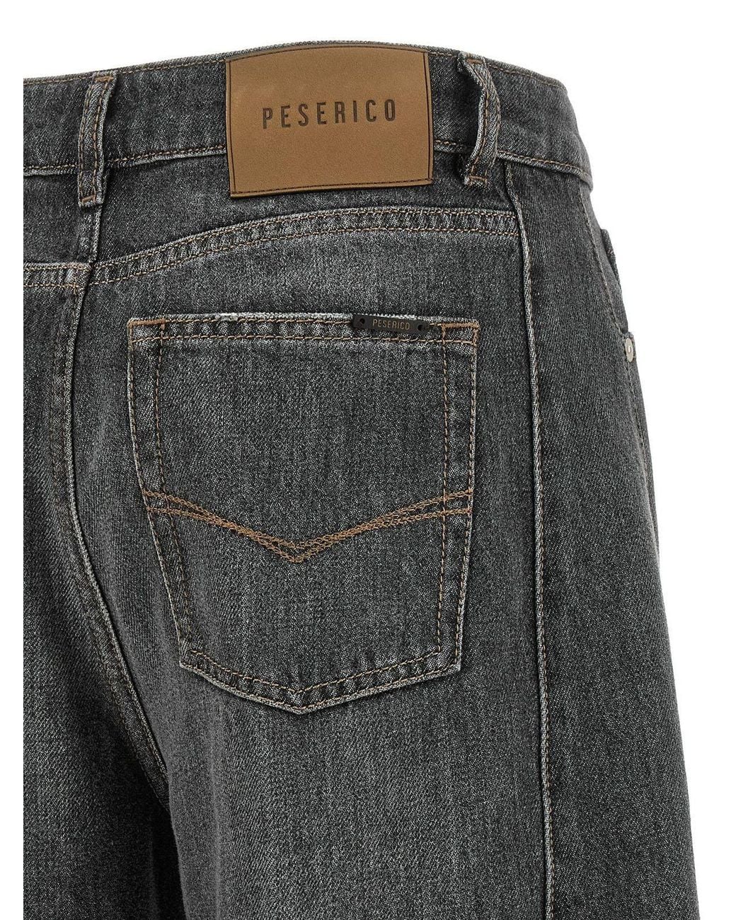 Peserico Gray High Waist Balloon Jeans