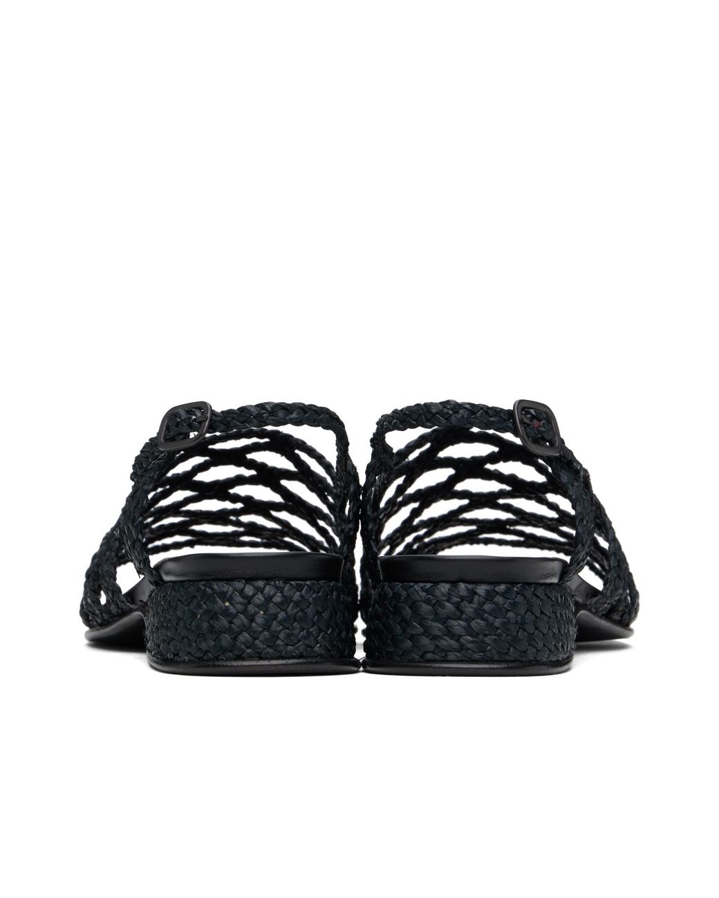 Hereu Black Alzira Woven-Detail Sandals
