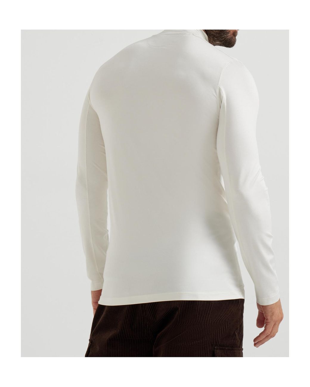 Brunello Cucinelli White Turtleneck Logo T-Shirt for men