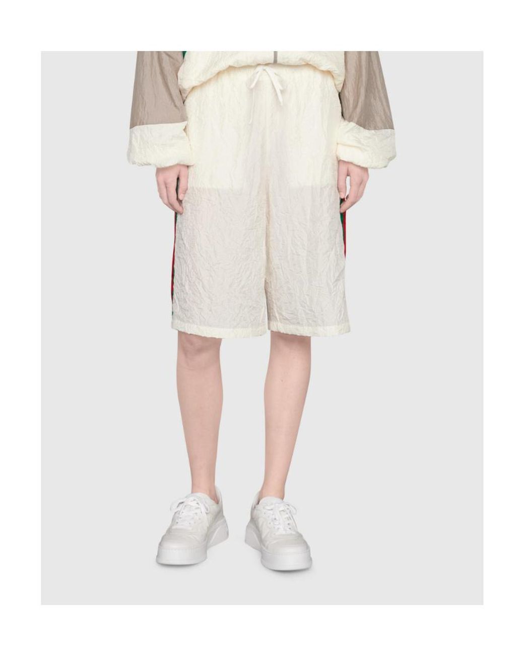 Gucci Natural Stripe Detail Nylon Shorts