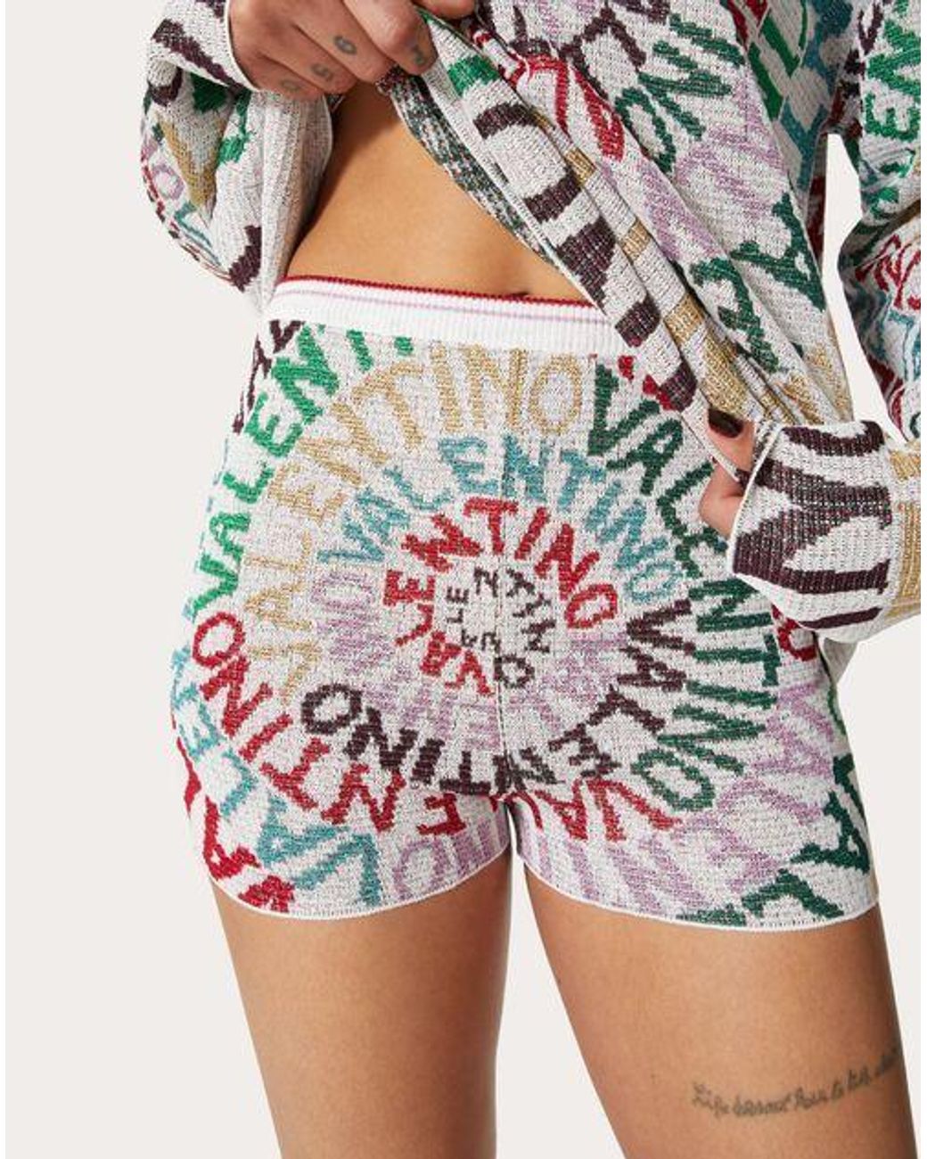 Valentino White And Jacquard Loop Shorts