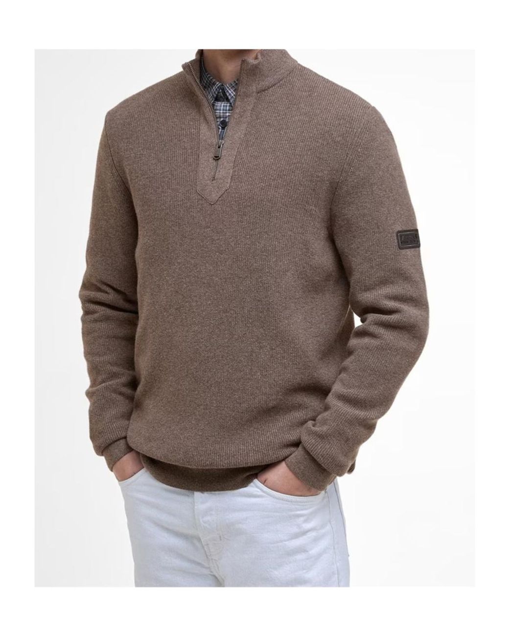 Barbour Brown Crawley Half Zip Jumper for men