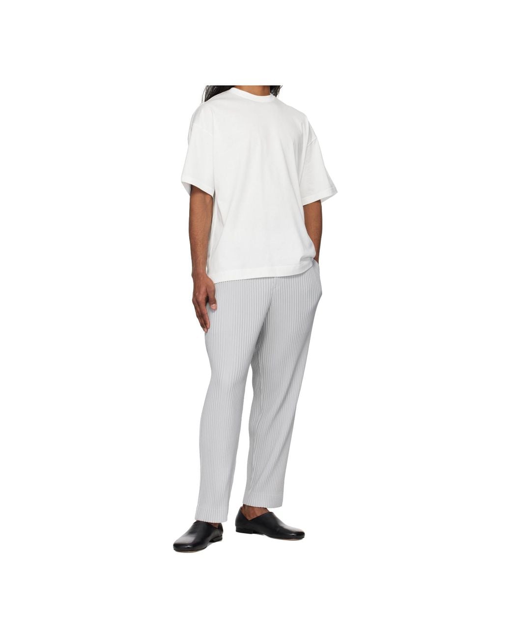 Homme Plissé Issey Miyake Gray Pleated Straight-Leg Trousers for men