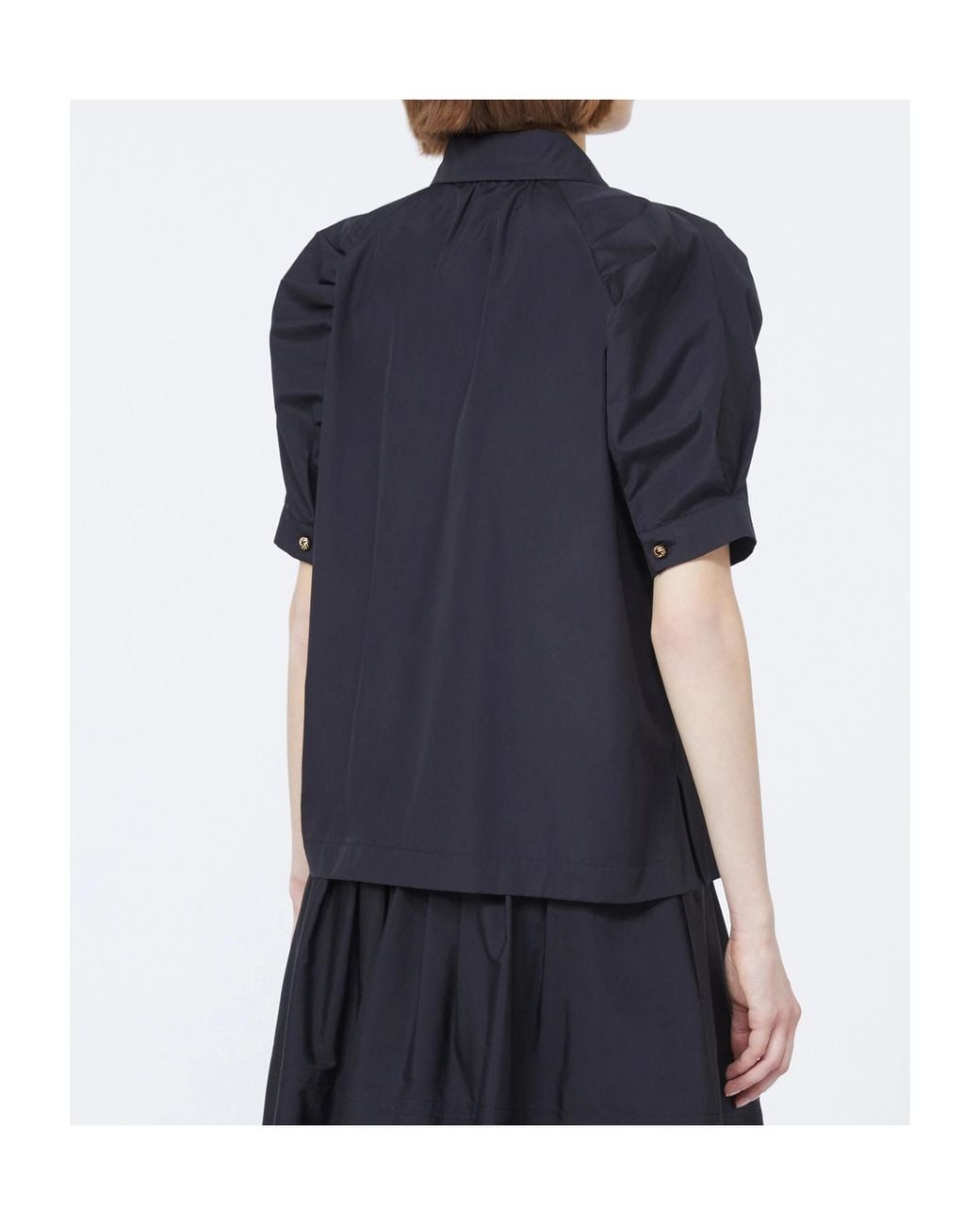 Max Mara Blue Mstamore Ruched-Sleeve Shirt