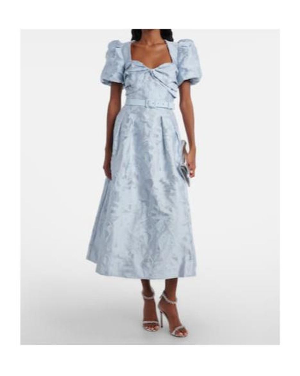 Rebecca Vallance Blue Anneli Cotton-Blend Jacquard Midi Dress