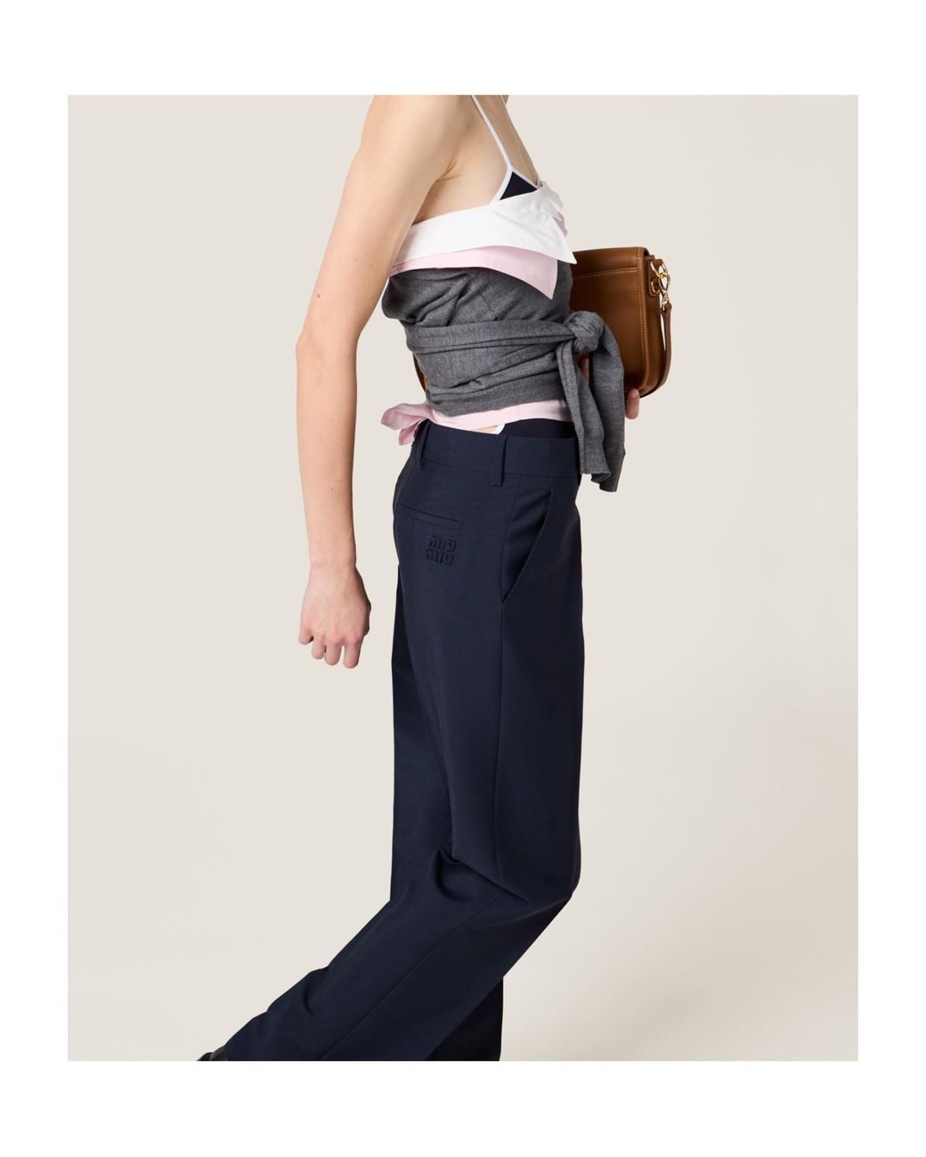 Miu Miu Blue Tailored Straight-Leg Pants