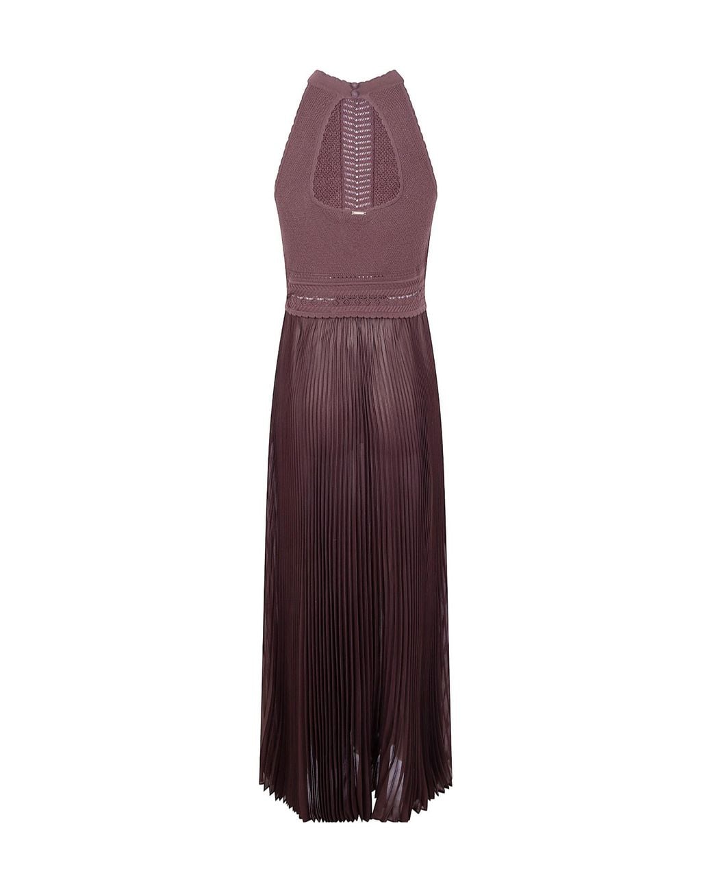 Twinset Purple Long Knit And Pleated Georgette Dress
