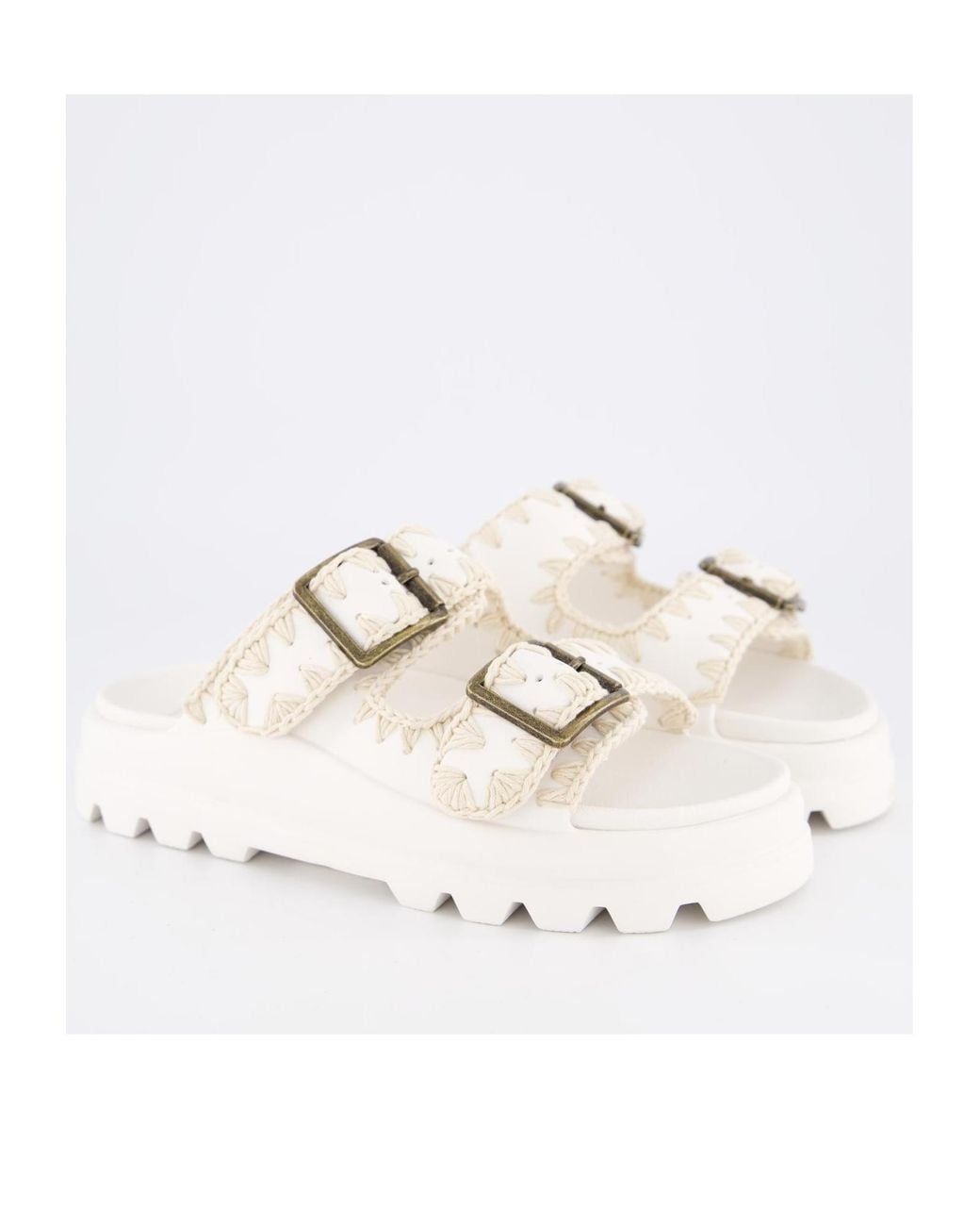 Mou White Eva One-Piece Buckled Slides
