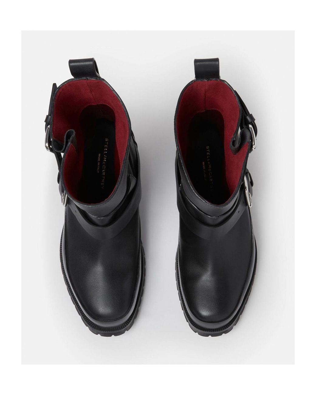 Stella McCartney Black Trace Buckle-Strap Biker Boots