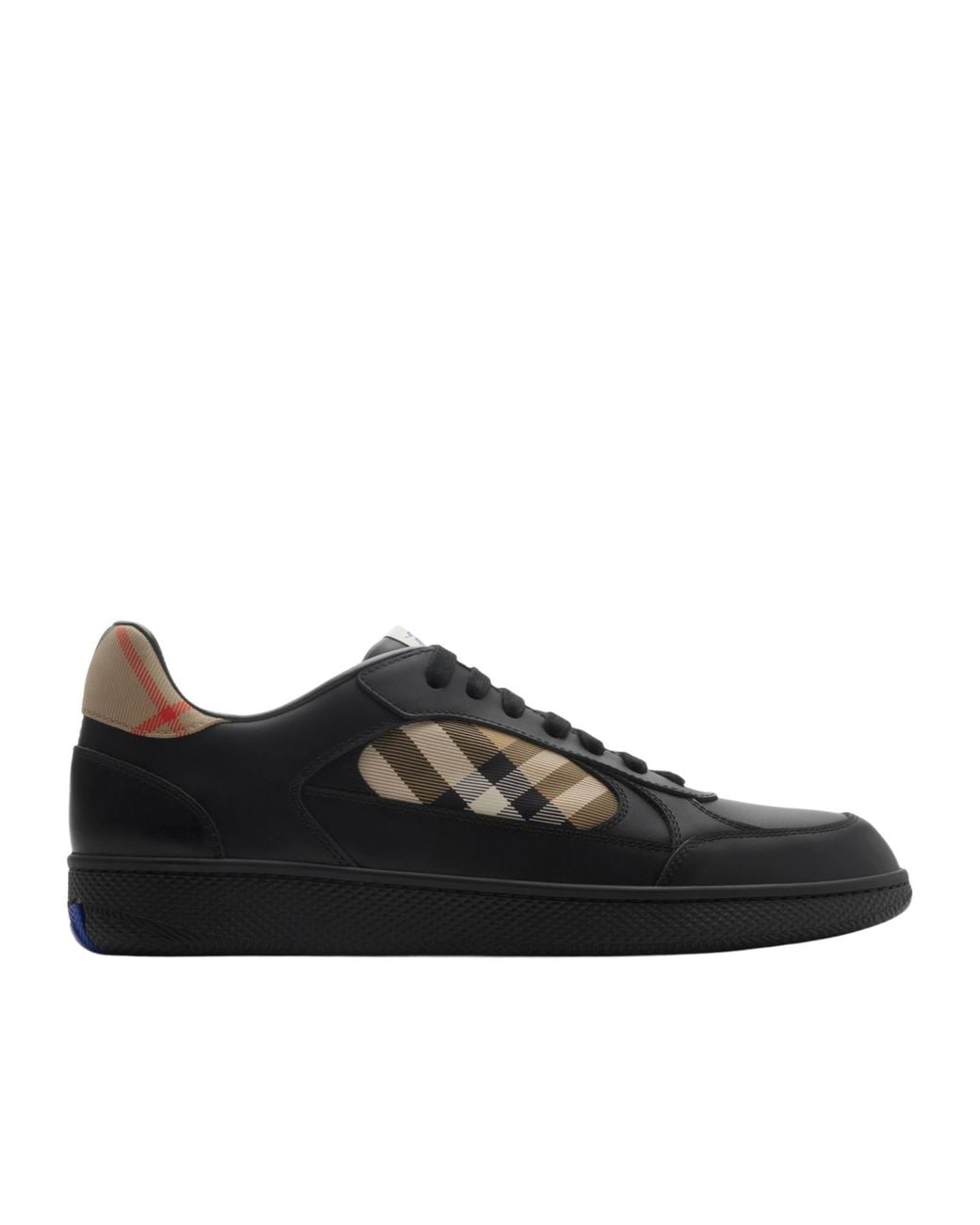 Burberry Black Apos;S Terrace Leather And Check Low-Top Sneakers for men