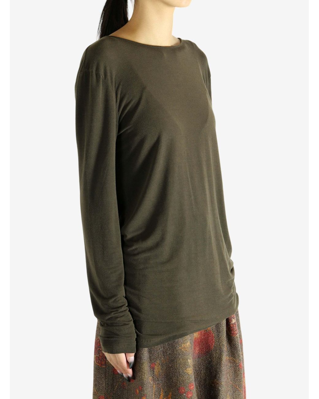 Uma Wang Green Lace-Up T-Shirt