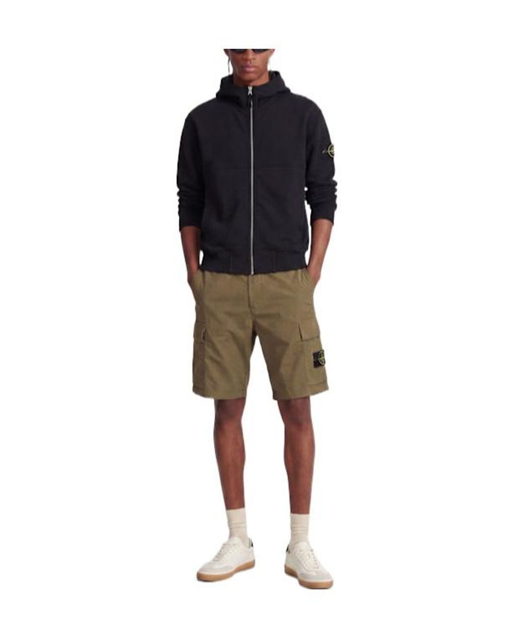 Stone Island Black Hooded Coat for men