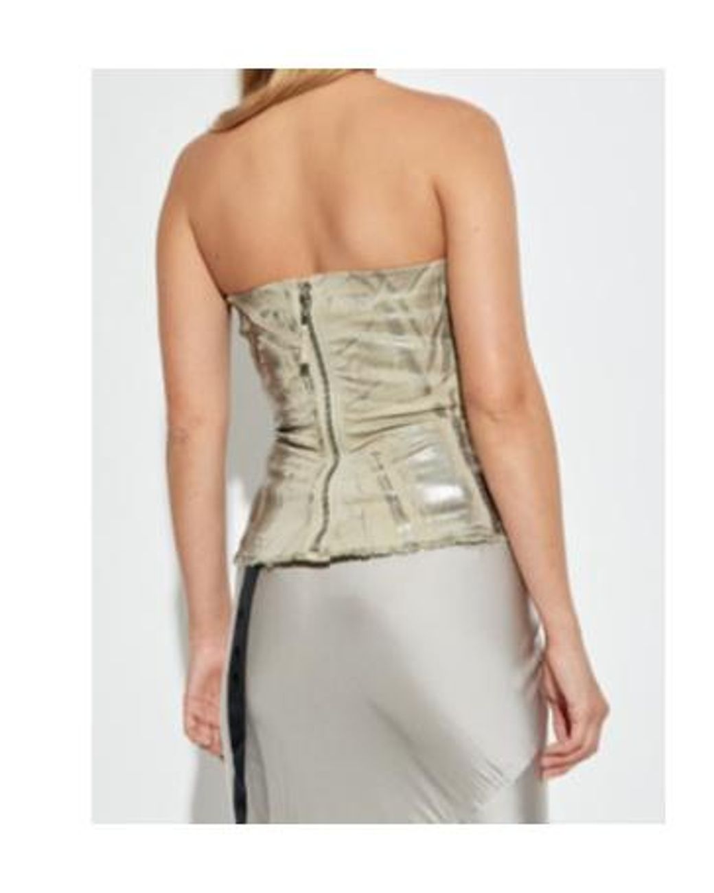 Rick Owens Natural Bustier Frayed-Hem Top