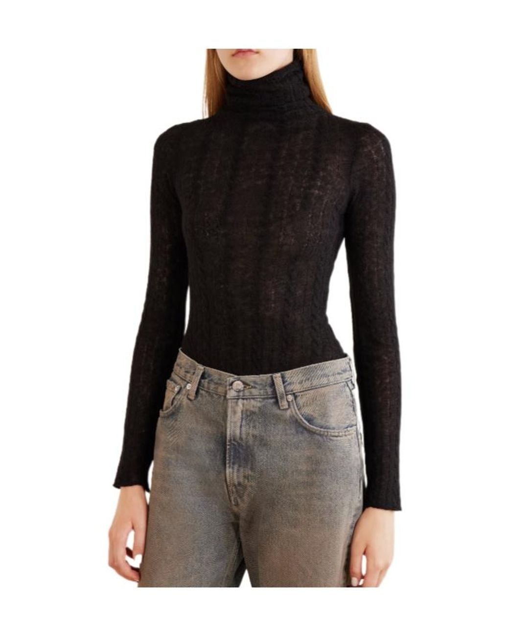 Haikure Black Solidcolor Longsleeve Knit Bodysuit