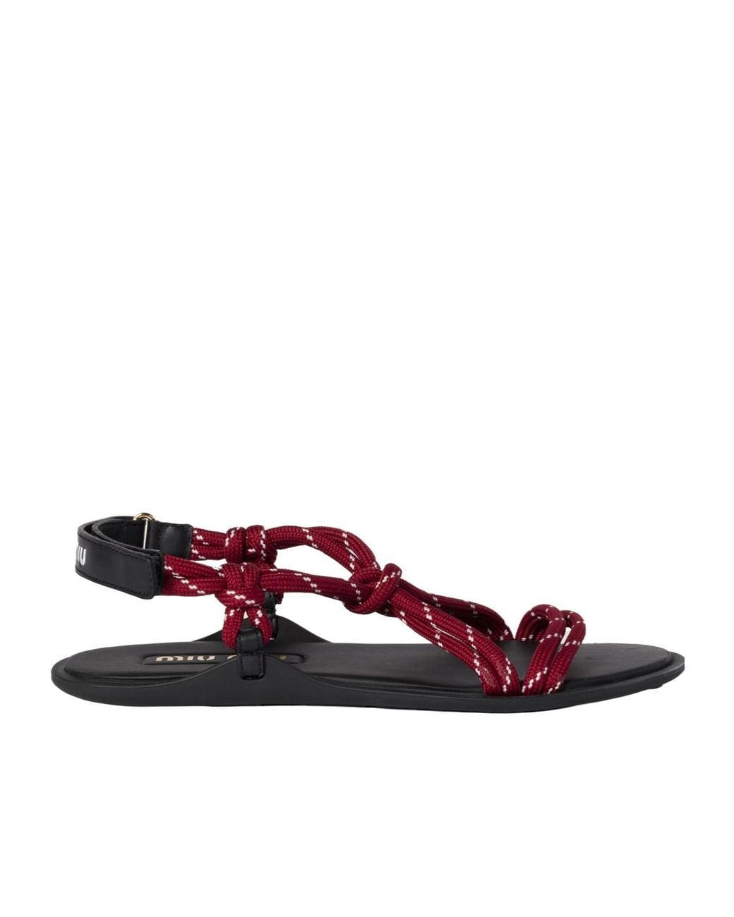Miu Miu Red Logo-Embossed Flat Sandals