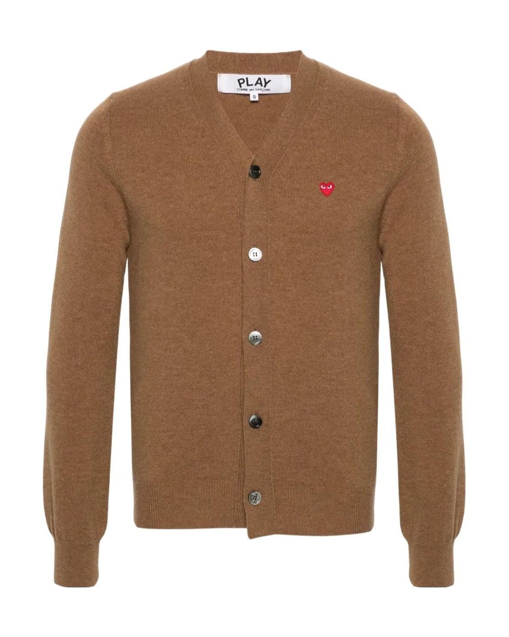 Comme des Garçons Brown Heart-Patch Wool Cardigan for men