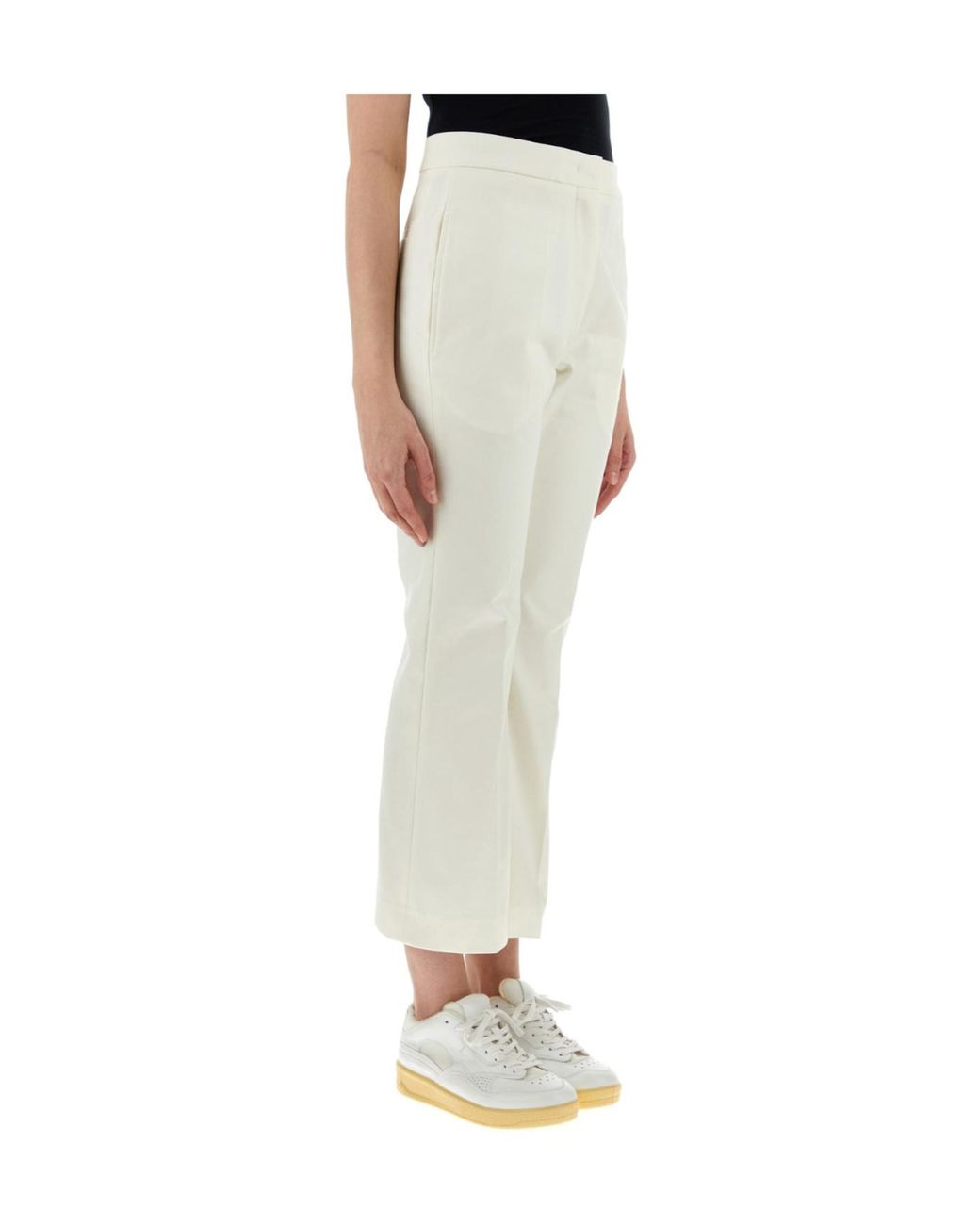 Jil Sander White Pleat Flared Trousers