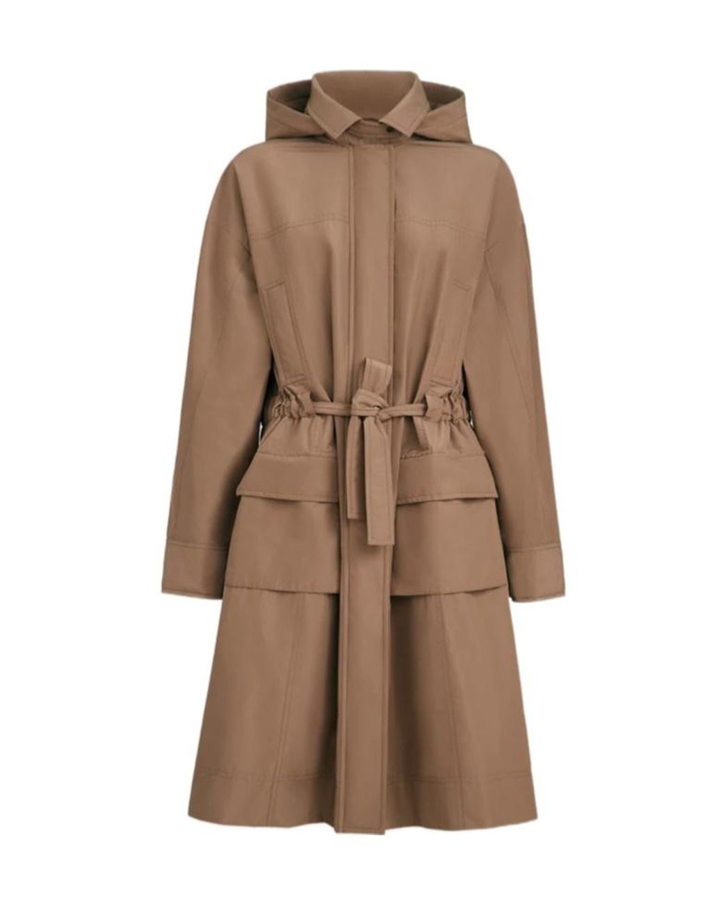Brunello Cucinelli Brown Techno Cotton Taffeta Coat With Detachable Hood And Shiny Zipper Pull