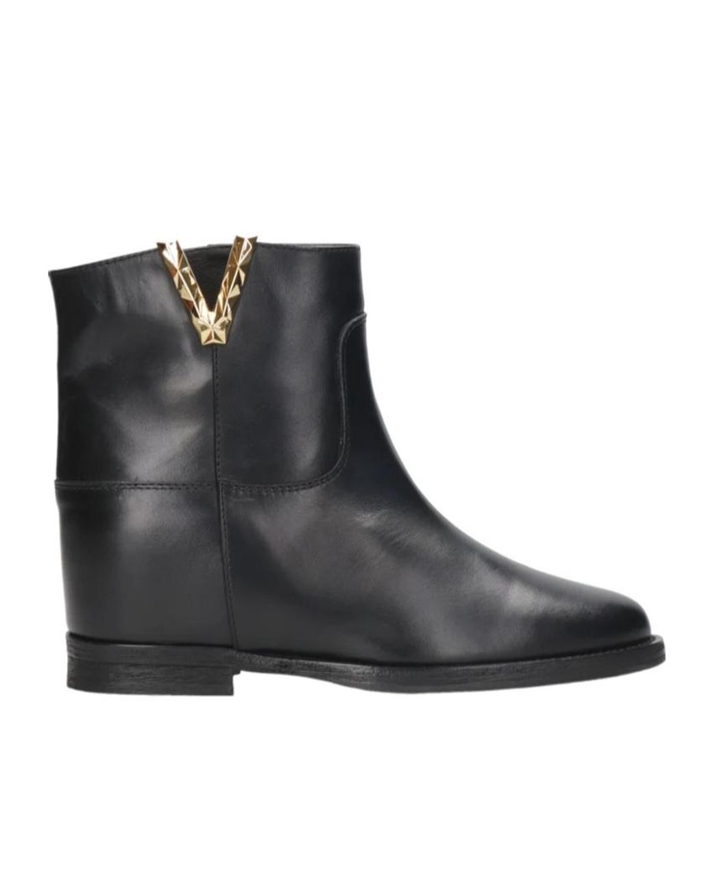 Via Roma 15 Black Split Detail Short Boots